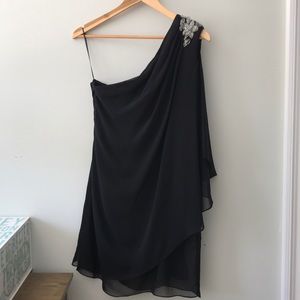 Cocktail Dress | Black Embellished One Shoulder